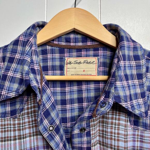 Free People Purple Plaid Button Down Shirt - Picture 5 of 8